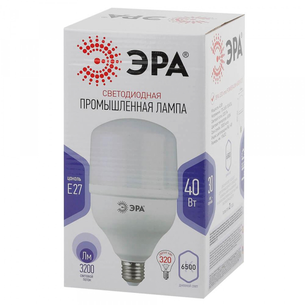 Лампа светодиодная ЭРА E27 40W 6500K матовая LED POWER T120-40W-6500-E27 Б0027006 Лампа светодиодная ЭРА E27 40W 6500K матовая LED POWER T120-40W-6500-E27 Б0027006