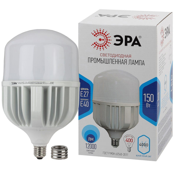 Лампа светодиодная сверхмощная ЭРА E27/E40 150W 4000K матовая LED POWER T160-150W-4000-E27/E40 Б0051795 Лампа светодиодная сверхмощная ЭРА E27/E40 150W 4000K матовая LED POWER T160-150W-4000-E27/E40 Б0051795