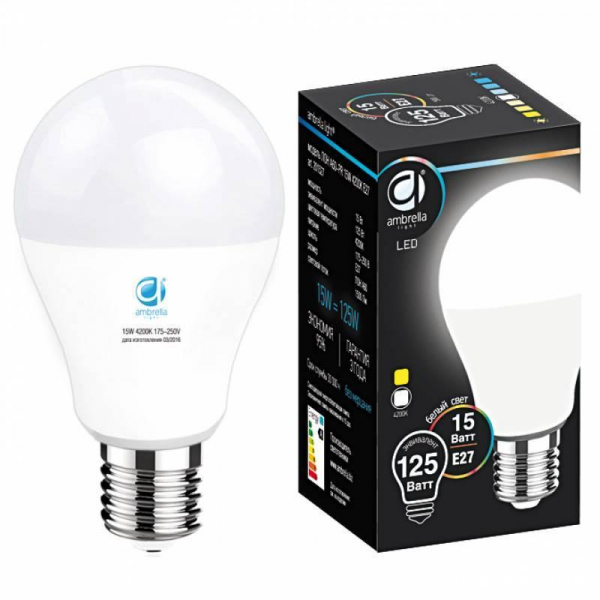 Лампа светодиодная Ambrella light E27 15W 4200K белая 201527 Лампа светодиодная Ambrella light E27 15W 4200K белая 201527