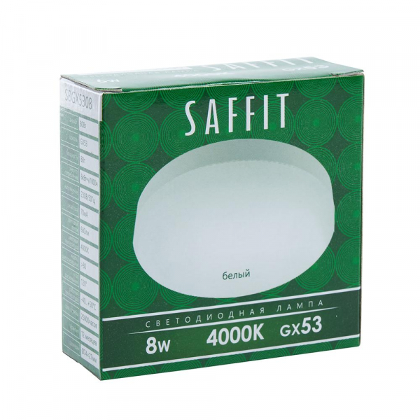 Лампа светодиодная Saffit GX53 8W 4000K белая SBGX5308 55186 Лампа светодиодная Saffit GX53 8W 4000K белая SBGX5308 55186