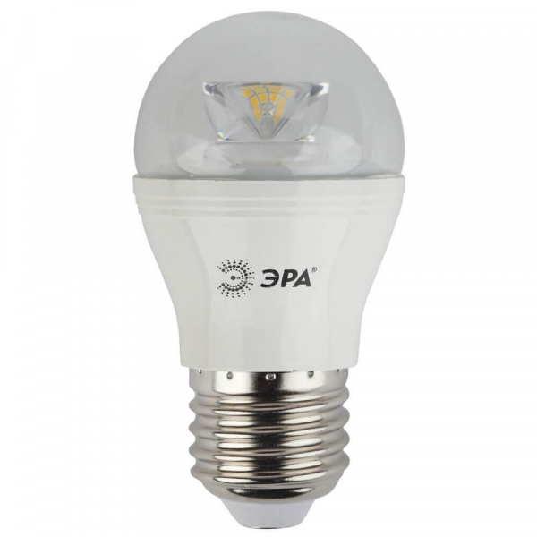 Лампа светодиодная ЭРА E27 7W 2700K прозрачная LED P45-7W-827-E27-Clear Б0017243 Лампа светодиодная ЭРА E27 7W 2700K прозрачная LED P45-7W-827-E27-Clear Б0017243