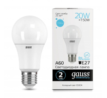 Лампа светодиодная Gauss E27 20W 6500K матовая 23239