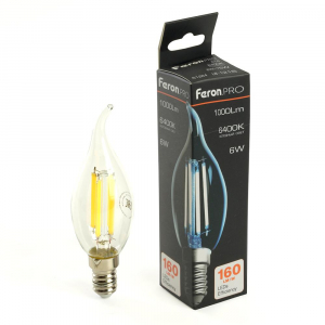 Лампа светодиодная Feron.PRO LB-1216 Свеча на ветру E14 6W 175-265V 6400K 51264