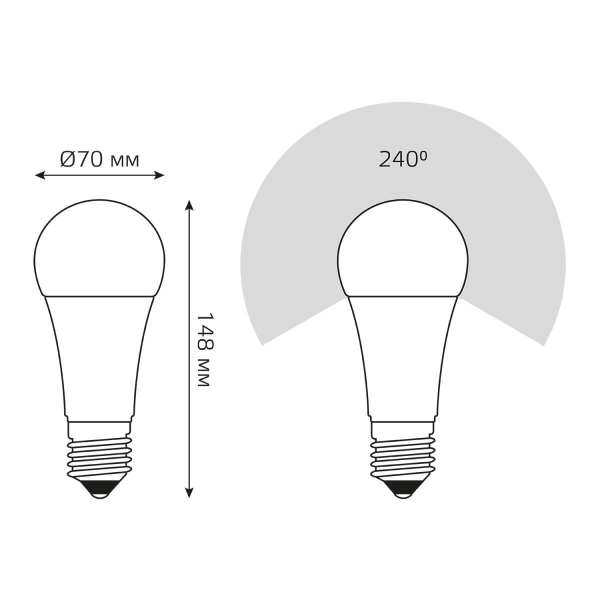 Лампа светодиодная Gauss E27 22W 4100К матовая 102502222