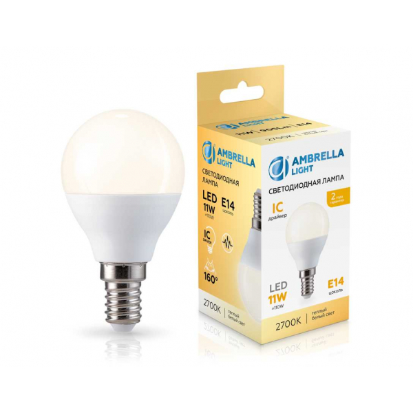 Лампа светодиодная Шар P45 11W 2700K Ambrella light Bulding 451113 Лампа светодиодная Шар P45 11W 2700K Ambrella light Bulding 451113