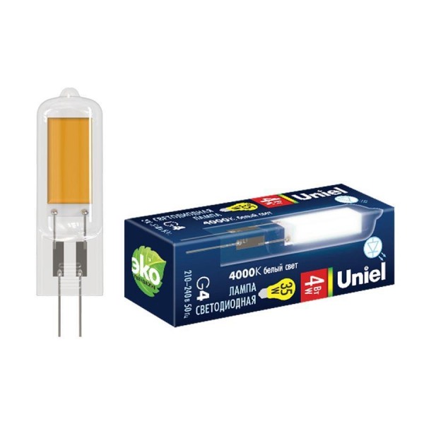 Лампа светодиодная Uniel G4 6W 4000K прозрачная LED-JC-220/6W/4000K/G4/CL GLZ08TR UL-00005066 Лампа светодиодная Uniel G4 6W 4000K прозрачная LED-JC-220/6W/4000K/G4/CL GLZ08TR UL-00005066