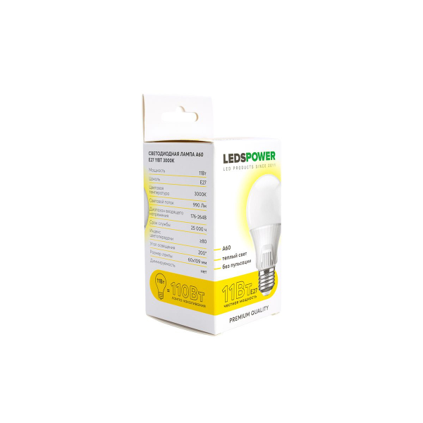 Светодиодная лампа LEDS POWER A60 E27 11Вт 3000К 006628 Светодиодная лампа LEDS POWER A60 E27 11Вт 3000К 006628