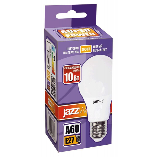 Лампа светодиодная Jazzway E27 10W 3000K матовая 1033697 Лампа светодиодная Jazzway E27 10W 3000K матовая 1033697