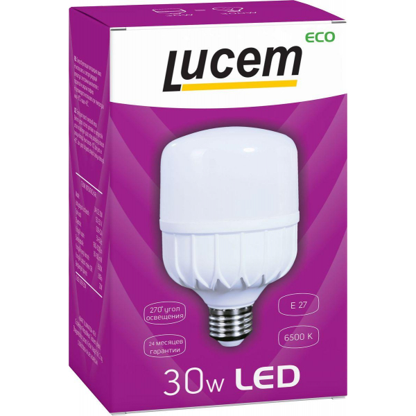 Лампа светодиодная Lucem E27 30W 6500K матовая FLLCB302765L Лампа светодиодная Lucem E27 30W 6500K матовая FLLCB302765L