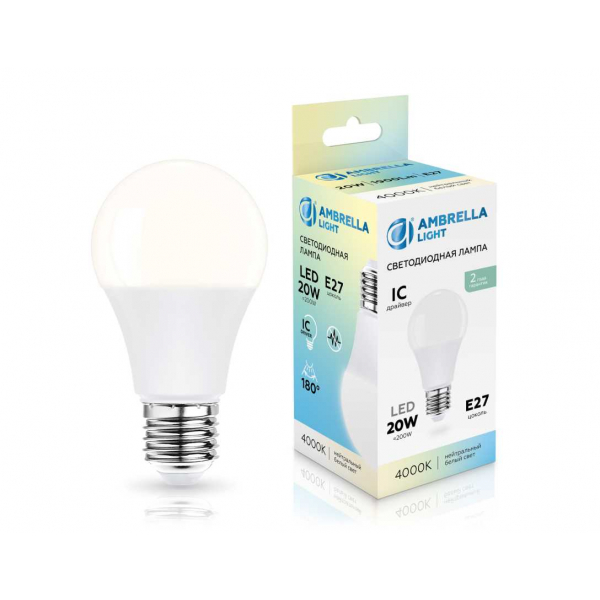 Лампа светодиодная Лон A60 20W 4000K Ambrella light Bulding 602004 Лампа светодиодная Лон A60 20W 4000K Ambrella light Bulding 602004
