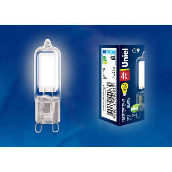 Лампа светодиодная Uniel G9 4W 4000K прозрачная LED-JCD-4W/NW/G9/CL GLZ01TR UL-00001814