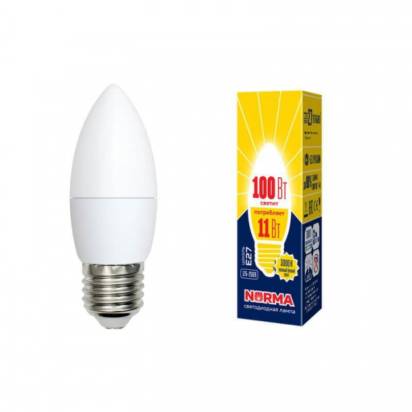 Лампа светодиодная E27 11W 3000K матовая LED-C37-11W/WW/E27/FR/NR UL-00003815 Лампа светодиодная E27 11W 3000K матовая LED-C37-11W/WW/E27/FR/NR UL-00003815