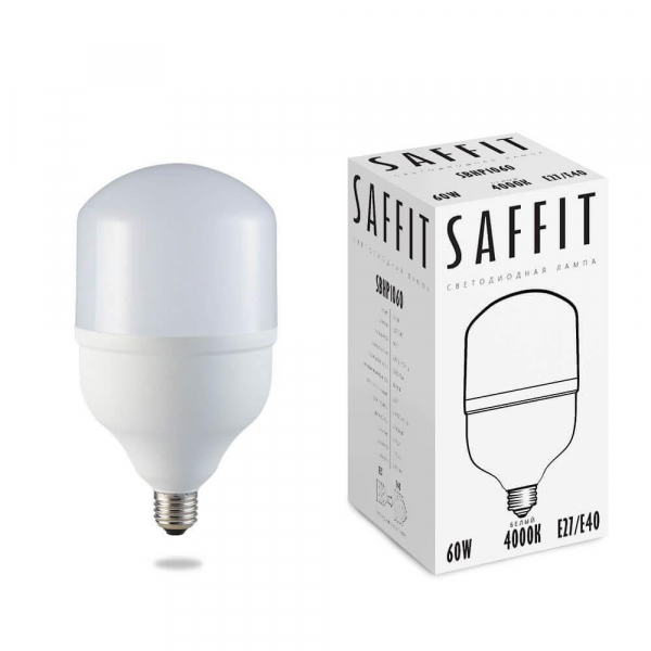 Лампа светодиодная Saffit E27-E40 60W 4000K Цилиндр Матовая SBHP1060 55096 Лампа светодиодная Saffit E27-E40 60W 4000K Цилиндр Матовая SBHP1060 55096