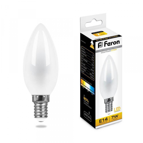 Лампа светодиодная Feron E14 7W 2700K Свеча Матовая LB-66 25785 Лампа светодиодная Feron E14 7W 2700K Свеча Матовая LB-66 25785