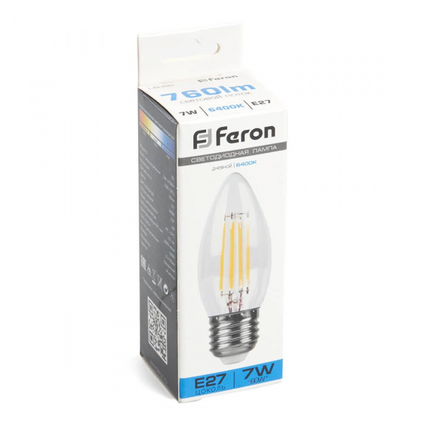 Лампа светодиодная Feron LB-66 Свеча E27 7W 6400K 38272 Лампа светодиодная Feron LB-66 Свеча E27 7W 6400K 38272