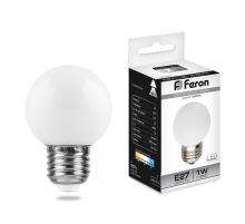 Лампа светодиодная Feron Е27 1W 6400K Шар Матовая LB-37 25115