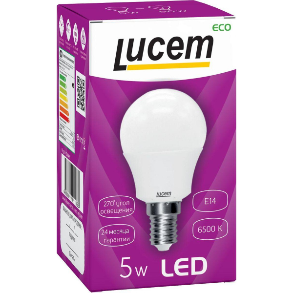Лампа светодиодная Lucem E14 5W 6500K матовая FLLBL051465L Лампа светодиодная Lucem E14 5W 6500K матовая FLLBL051465L