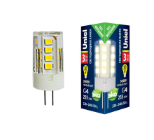 Лампа светодиодная Uniel G4 3W 3000K прозрачная LED-JC-220/3W/3000K/G4/CL GLZ09TR UL-00006742