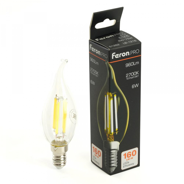 Лампа светодиодная Feron.PRO LB-1216 Свеча на ветру E14 960LM 6W 175-265V 2700K 51262 Лампа светодиодная Feron.PRO LB-1216 Свеча на ветру E14 960LM 6W 175-265V 2700K 51262