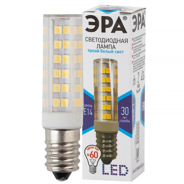 Лампа светодиодная ЭРА E14 7W 4000K прозрачная LED T25-7W-CORN-840-E14 Б0033025