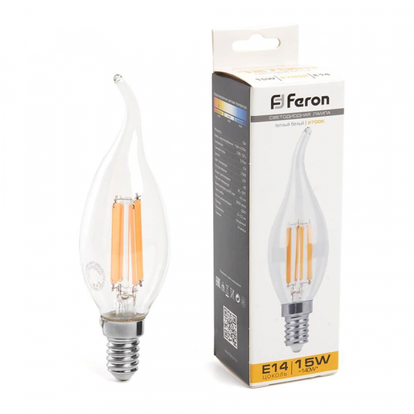 Лампа светодиодная Feron E14 15W 2700K Свеча на ветру Матовая 38261 Лампа светодиодная Feron E14 15W 2700K Свеча на ветру Матовая 38261