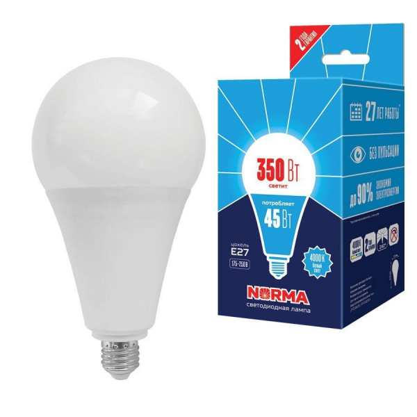 Лампа LED сверхмощная Volpe E27 45W 4000K матовая LED-A120-45W/4000K/E27/FR/NR UL-00005611 Лампа LED сверхмощная Volpe E27 45W 4000K матовая LED-A120-45W/4000K/E27/FR/NR UL-00005611