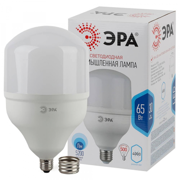 Лампа светодиодная ЭРА E27 65W 4000K матовая LED POWER T160-65W-4000-E27/E40 Б0027923 Лампа светодиодная ЭРА E27 65W 4000K матовая LED POWER T160-65W-4000-E27/E40 Б0027923