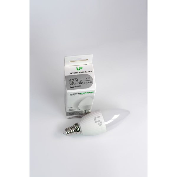 Светодиодная лампа LEDS POWER C37 E14 8Вт 4000К 006697 Светодиодная лампа LEDS POWER C37 E14 8Вт 4000К 006697