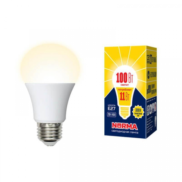 Лампа светодиодная E27 11W 3000K матовая LED-A60-11W/WW/E27/FR/NR UL-00003787