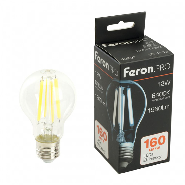 Лампа светодиодная Feron.PRO LB-1112 Шар E27 1960LM 12W 175-265V 6400K 48897 Лампа светодиодная Feron.PRO LB-1112 Шар E27 1960LM 12W 175-265V 6400K 48897