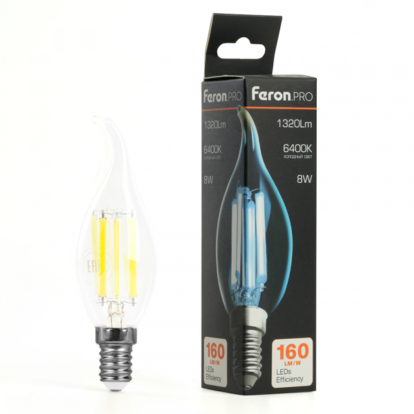 Лампа светодиодная Feron.PRO LB-1218 Свеча на ветру E14 1320LM 8W 175-265V 6400K 51267 Лампа светодиодная Feron.PRO LB-1218 Свеча на ветру E14 1320LM 8W 175-265V 6400K 51267