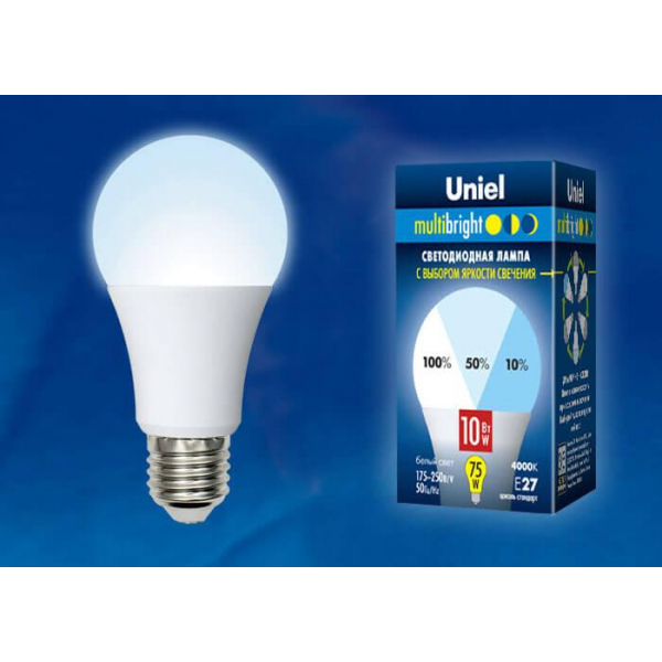 Лампа светодиодная Uniel E27 10W 4000K матовая LED-A60-10W/NW/E27/FR/MB PLM11WH UL-00002372 Лампа светодиодная Uniel E27 10W 4000K матовая LED-A60-10W/NW/E27/FR/MB PLM11WH UL-00002372