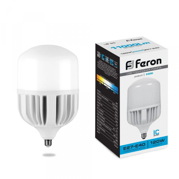 Лампа светодиодная Feron E27-E40 120W 6400K матовая LB-65 38197 Лампа светодиодная Feron E27-E40 120W 6400K матовая LB-65 38197