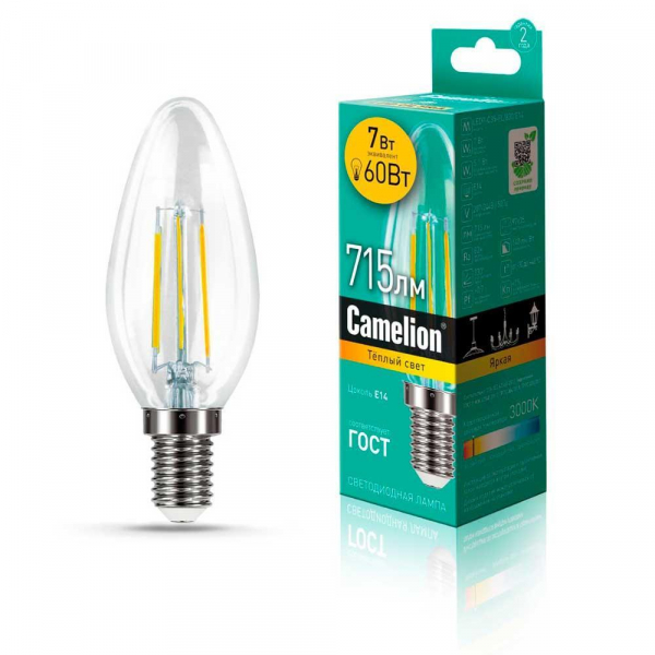 Лампа светодиодная Camelion E14 7W 3000K LED7-C35-FL/830/E14 13452 Лампа светодиодная Camelion E14 7W 3000K LED7-C35-FL/830/E14 13452