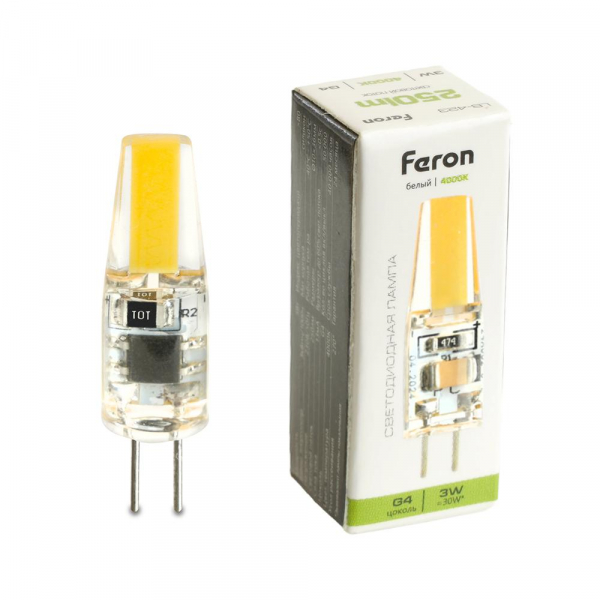 Лампа светодиодная Feron LB-423 G4 3W 230V 4000K 51168 Лампа светодиодная Feron LB-423 G4 3W 230V 4000K 51168