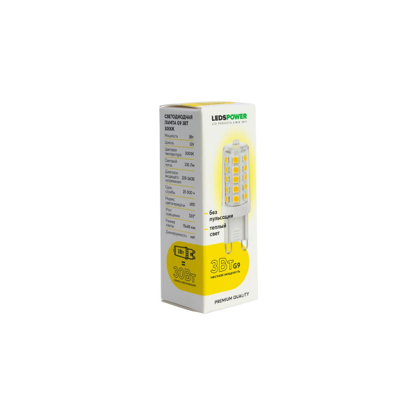 Светодиодная лампа LEDS POWER G9 3Вт 3000К 007014 Светодиодная лампа LEDS POWER G9 3Вт 3000К 007014