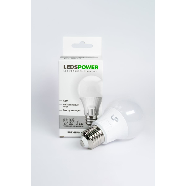 Светодиодная лампа LEDS POWER A60 E27 9Вт 4000К 006611 Светодиодная лампа LEDS POWER A60 E27 9Вт 4000К 006611
