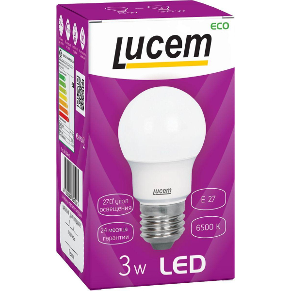 Лампа светодиодная Lucem E27 3W 6500K матовая FLLBL032765L Лампа светодиодная Lucem E27 3W 6500K матовая FLLBL032765L