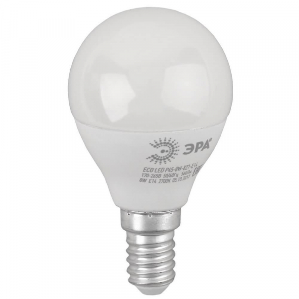 Лампа светодиодная ЭРА E14 8W 2700K матовая ECO LED P45-8W-827-E14 Б0030022 Лампа светодиодная ЭРА E14 8W 2700K матовая ECO LED P45-8W-827-E14 Б0030022