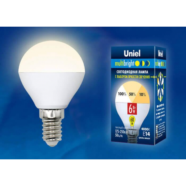 Лампа светодиодная Uniel E14 6W 3000K матовая LED-G45-6W/WW/E14/FR/MB PLM11WH UL-00002375 Лампа светодиодная Uniel E14 6W 3000K матовая LED-G45-6W/WW/E14/FR/MB PLM11WH UL-00002375