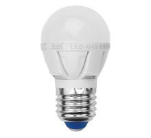 Лампа светодиодная Uniel E27 6W 4500K матовая LED-G45-6W/NW/E27/FR ALP01WH 07904