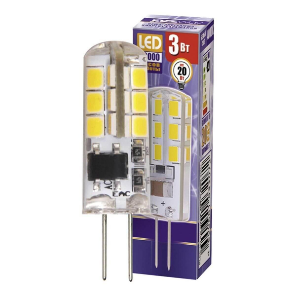 Лампа светодиодная Jazzway G4 3W 4000K прозрачная 1032072 Лампа светодиодная Jazzway G4 3W 4000K прозрачная 1032072