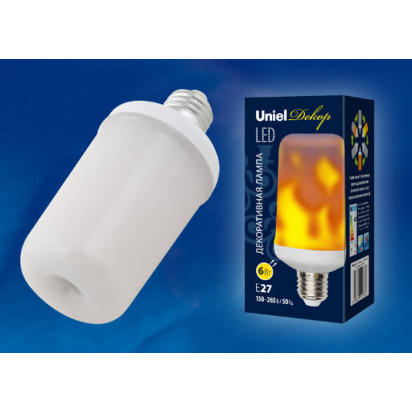 Лампа светодиодная декоративная Uniel E27 6W матовая LED-L60-6W/FLAME/E27/FR PLD01WH UL-00003360