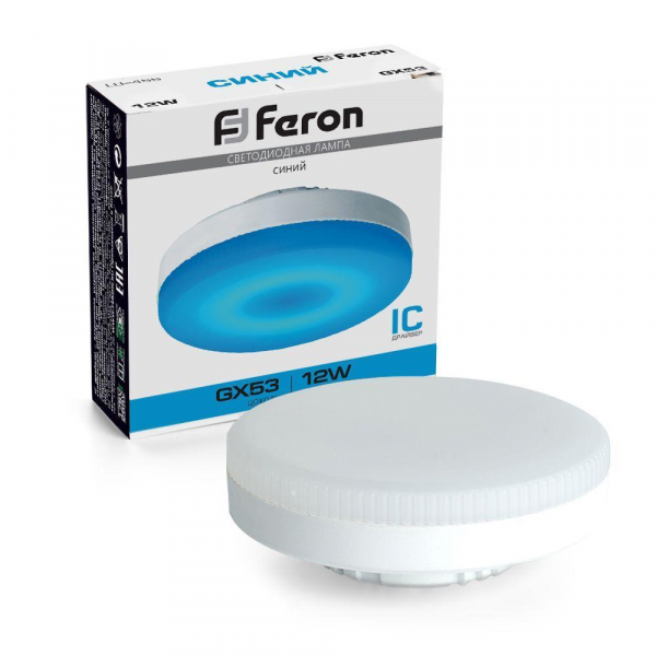 Лампа светодиодная Feron GX53 12W синяя LB-455 51019 Лампа светодиодная Feron GX53 12W синяя LB-455 51019
