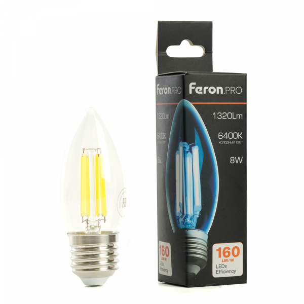 Лампа светодиодная Feron.PRO LB-1208 Свеча E27 1320LM 8W 175-265V 6400K 51243 Лампа светодиодная Feron.PRO LB-1208 Свеча E27 1320LM 8W 175-265V 6400K 51243