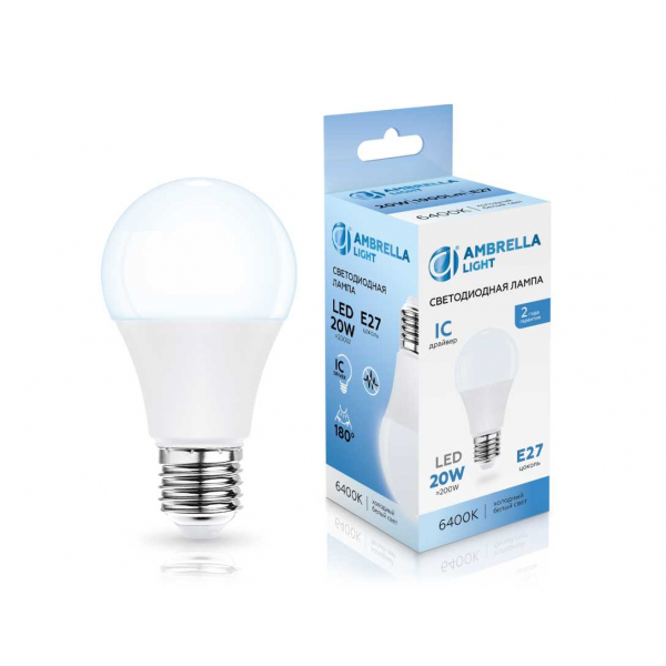 Лампа светодиодная Лон A60 20W 6400K Ambrella light Bulding 602006 Лампа светодиодная Лон A60 20W 6400K Ambrella light Bulding 602006