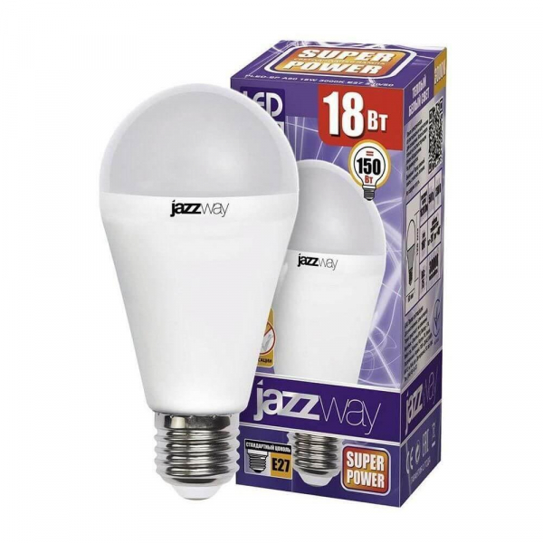 Лампа светодиодная Jazzway E27 18W 3000K матовая 5006188 Лампа светодиодная Jazzway E27 18W 3000K матовая 5006188