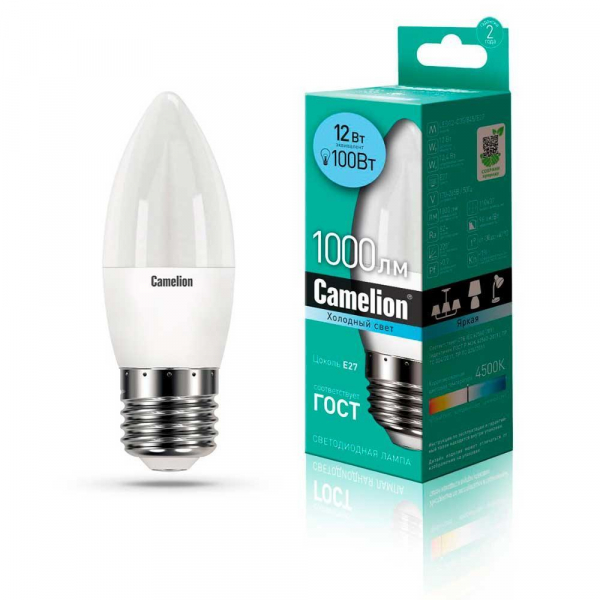 Лампа светодиодная Camelion E27 12W 4500K LED12-C35/845/E27 13690 Лампа светодиодная Camelion E27 12W 4500K LED12-C35/845/E27 13690