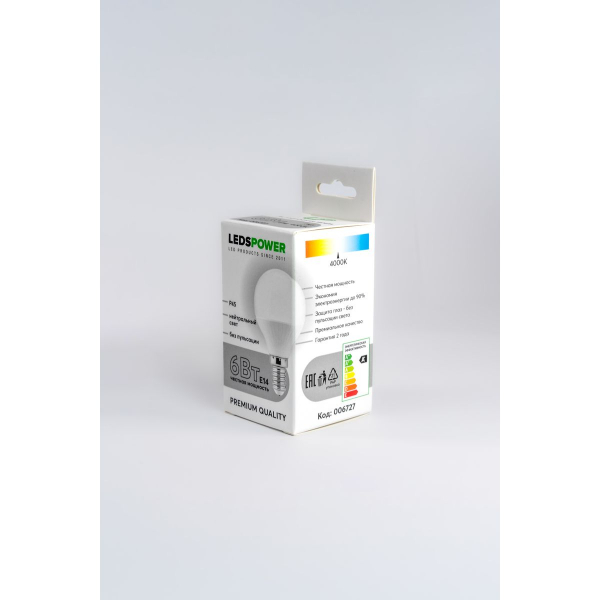 Светодиодная лампа LEDS POWER P45 E14 6Вт 4000К 006727 Светодиодная лампа LEDS POWER P45 E14 6Вт 4000К 006727