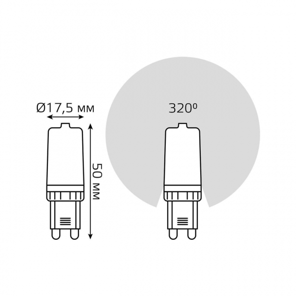 Лампа светодиодная Gauss G9 3,5W 6500K прозрачная 107009305 Лампа светодиодная Gauss G9 3,5W 6500K прозрачная 107009305